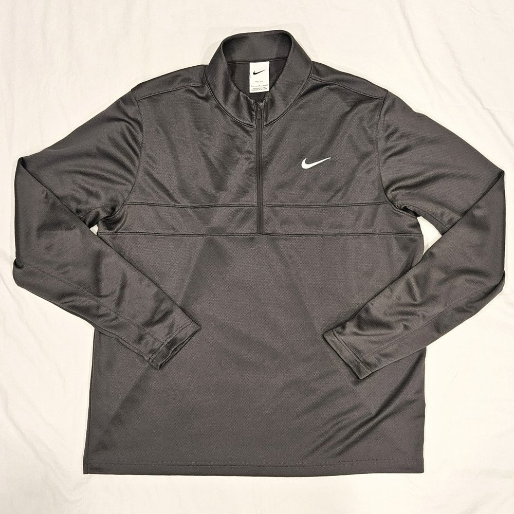NIKE DRI FIT LIGHTWEIGHT HALF ZIP GOLF PULLOVER GREY WHITE EUC LARGE